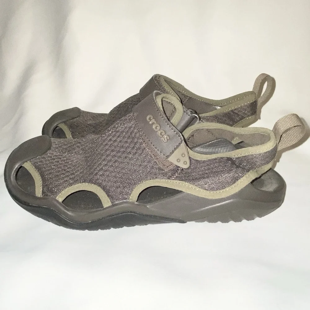 Crocs Swiftwater Brown (Sz 8) Fit Mesh Deck Water Fishing Sandals Mens